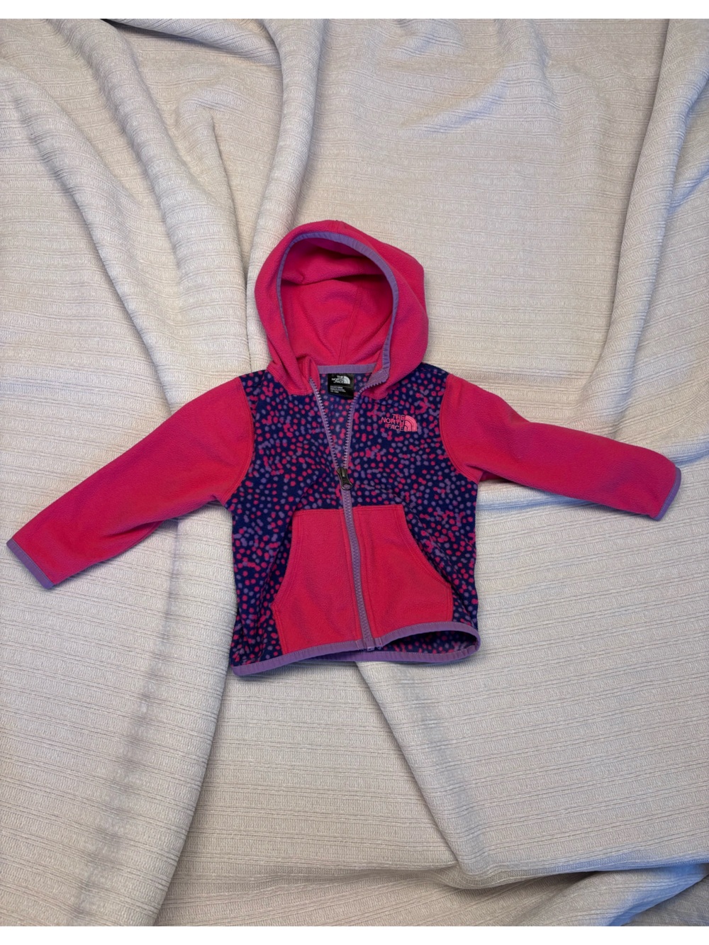 The North Face Kids Pink and Navy Hooded Fleece Jacket